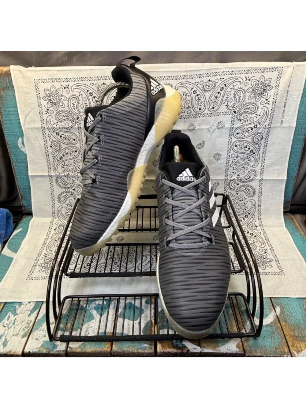 Adidas CodeChaos Spikeless Golf Shoes Men Sz 12 Gray Black Sneakers EE9103 EUC